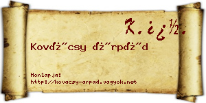 Kovácsy Árpád névjegykártya