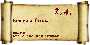 Kovácsy Árpád névjegykártya