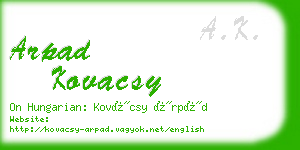 arpad kovacsy business card